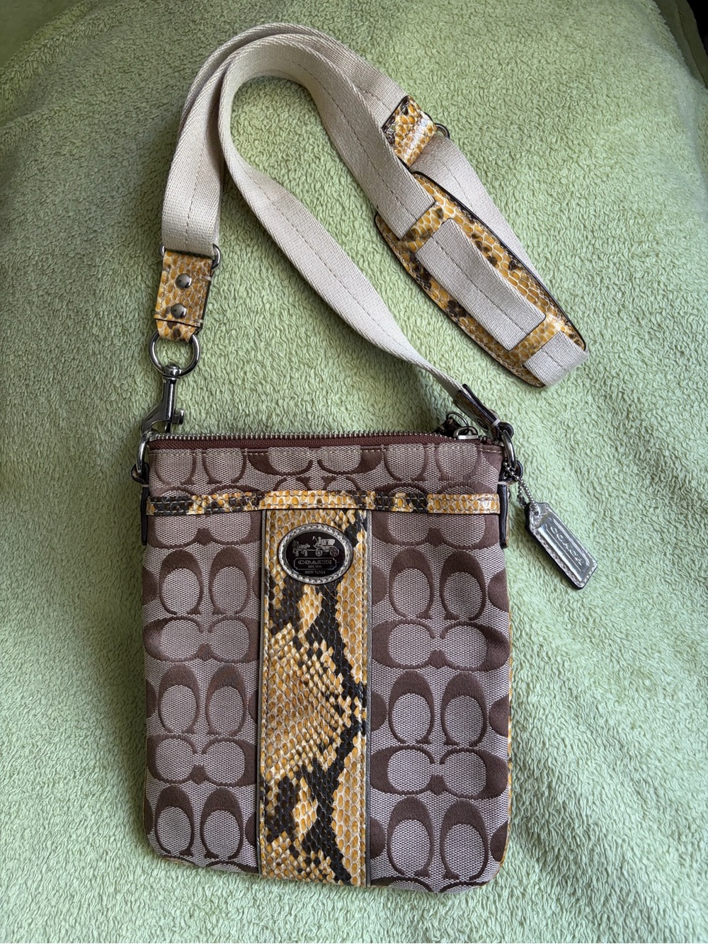 Coach Sutton Signature Python Swingpack Crossbody Bag  (Style 47875)